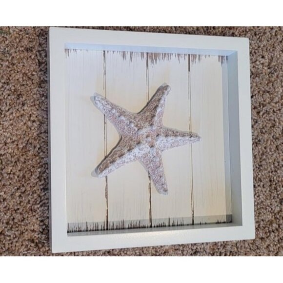 New Beach Decor Starfish Wall Art (Framed Set of 3) Coastal 3D Seashell - Picture 2 of 4